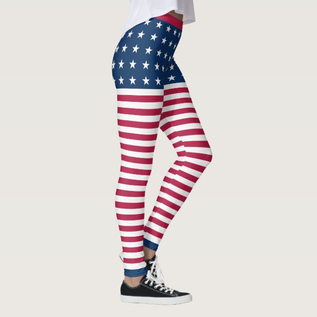 Legging Estrelas e Stripes Vermelho Branco Azul EUA Bandei (Direita)