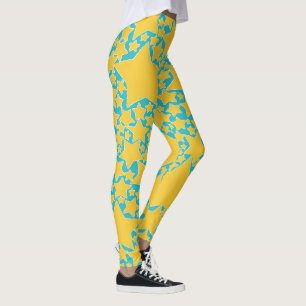 Legging Estrelas, Estrelas, Estrelas em Turquesa e Amarelo
