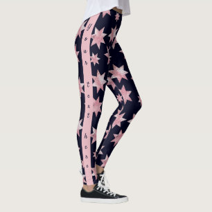 Legging Estrelas glamorosas cor-de-rosa em azul personaliz