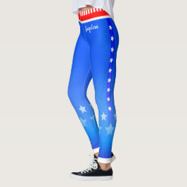 Legging Estrelas no Lado com seu nome em azul claro