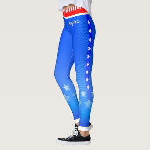 Legging Estrelas no Lado com seu nome em azul claro