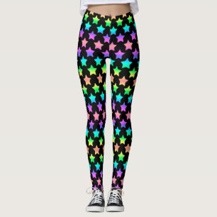 Legging estrelas pastel ombré sobre fundo negro
