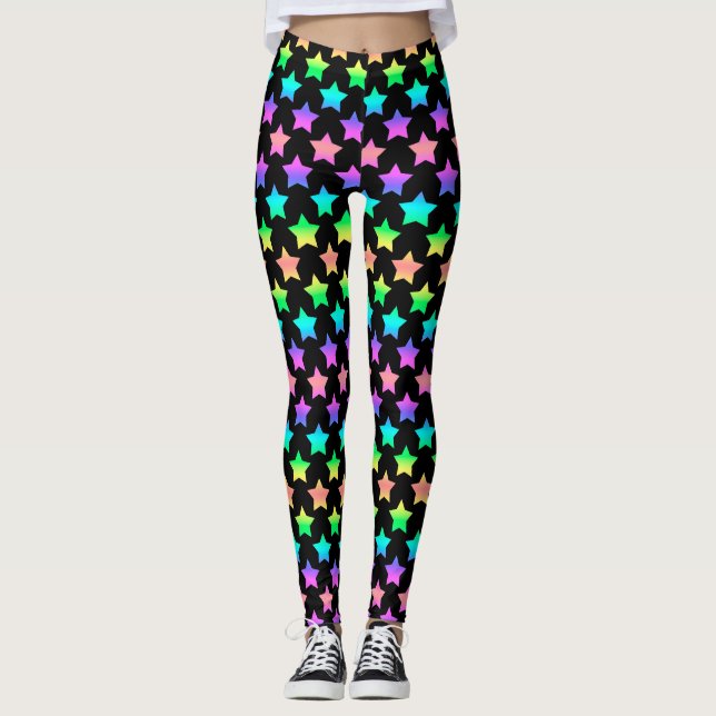Legging estrelas pastel ombré sobre fundo negro (Frente)