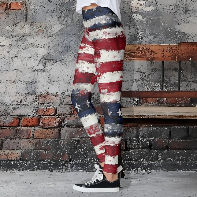 Legging Estrelas Russas e Stripes Patriotas (Rustic Stars & Stripes Patriotic Leggings)