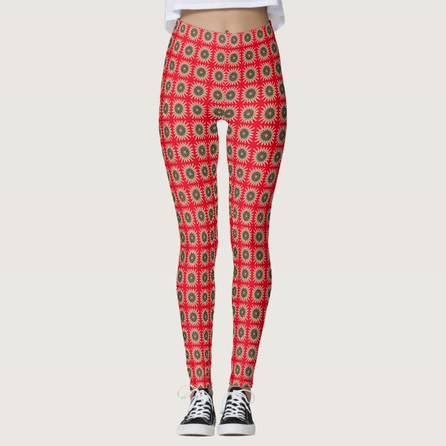Legging Estrelas Vermelhas e Douradas (Frente)