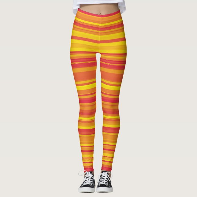 Legging Estrias Amarelas Vermelhas Laranja (Frente)