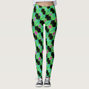 Legging Estrias, círculos liláticos azuis ou hexágono-abst