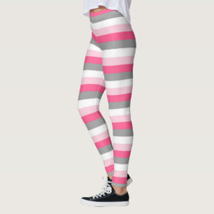 Legging Estrias de Cinzas rosa, rosa quente, branco e carv