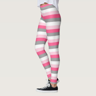 Legging Estrias de Cinzas rosa, rosa quente, branco e carv