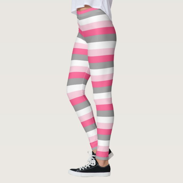 Legging Estrias de Cinzas rosa, rosa quente, branco e carv (Esquerda)