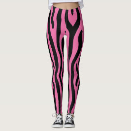 Legging Estrias de zebra negras a quente e a rosa