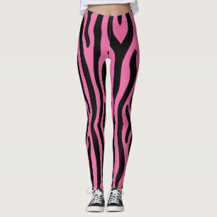 Legging Estrias de zebra negras a quente e a rosa