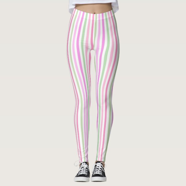 Legging Estrias, rosa, verdes (Frente)