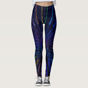 Legging Estrutura Fractal Colorida Azul Escura