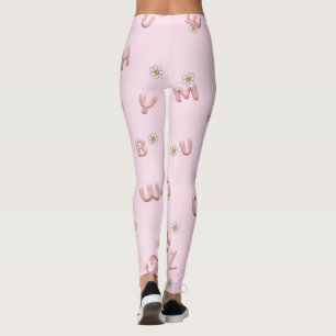 Legging Estudante de Balão de Flor ABC Carta Flor de Volta
