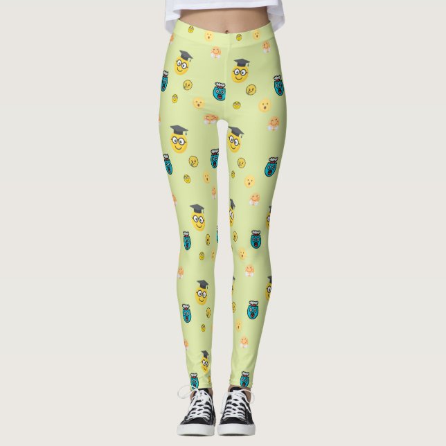 Legging Estudioso engraçado, emojis em pânico (Frente)