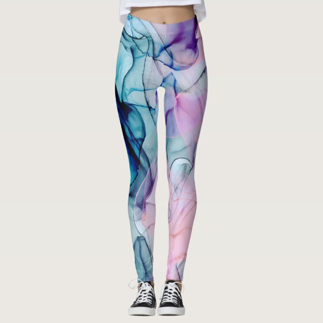 Legging Etereo Rosa Violeta Azul Turquesa Tinta Glamour Mo (Frente)