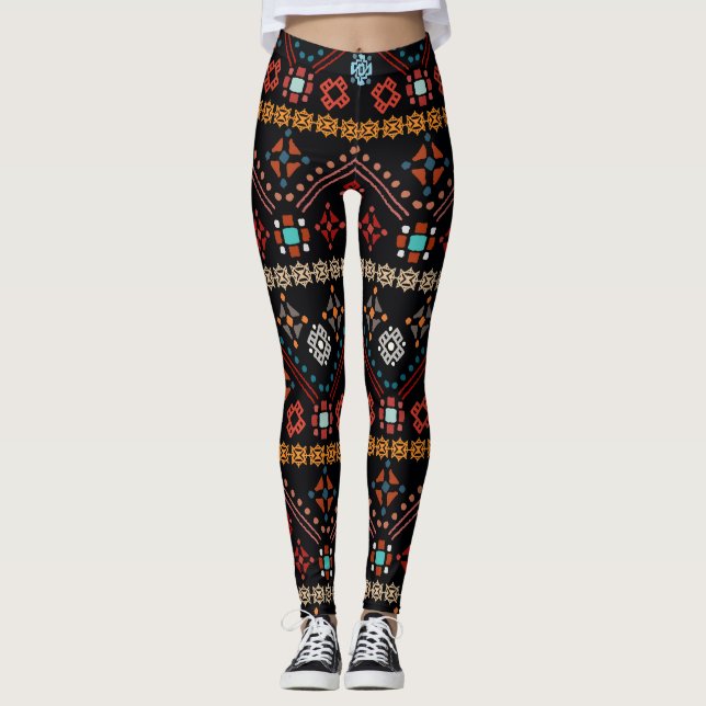 Legging Étnica Boho: Tribal Colorida Sem Olho. (Frente)
