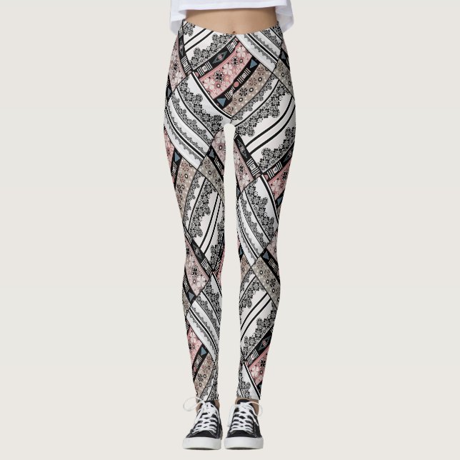 Legging Etno tribal geométrico tradicional (Frente)
