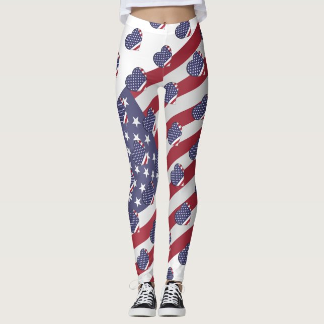 Legging Eu amo a bandeira dos Estados Unidos americana dos (Frente)