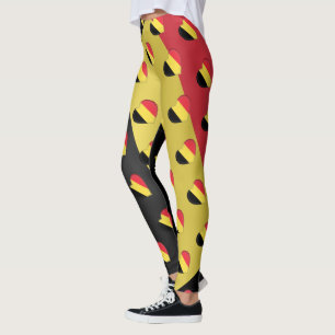 Legging Eu Amo Belga Flag Hearts Pattern Funny
