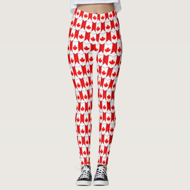 Legging Eu Amo Canadá Flag Maple Leaf Hearts Cute (Frente)