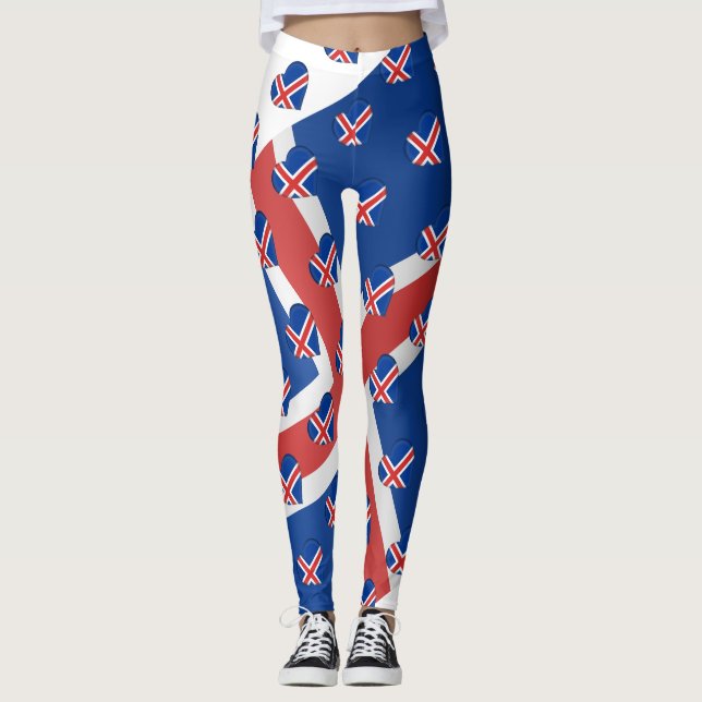 Legging Eu Amo Islândia Bandeira Islandesa Cores Engraçada (Frente)