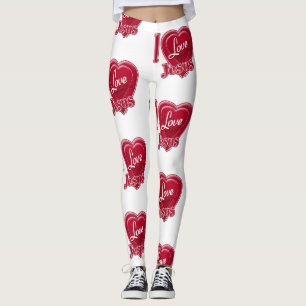 Legging Eu Amo Jesus Coração Vermelho