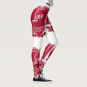 Legging Eu Amo Meus Corações Vermelhos Mamães