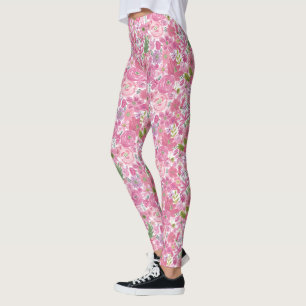 Legging Eu pico o teste padrão floral da aguarela