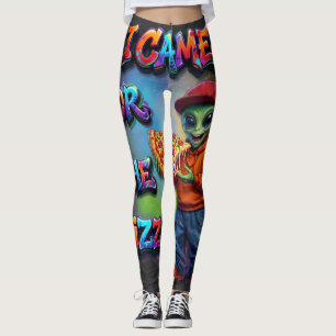 Legging Eu Vim Por Pizza Design de Comida de Alien Diverti