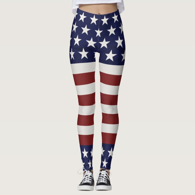 Legging EUA bandeira americana costume patriótico do 4 de (Frente)