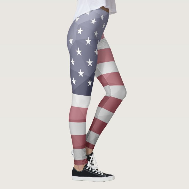 Legging EUA bandeira Red White Blue América Malha Geométri (Direita)