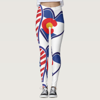 Legging EUA e corações da bandeira de Colorado