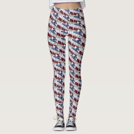 Legging EUA em Red White e Blue American Patriotic Flag