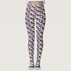 Legging EUA em Red White e Blue American Patriotic Flag