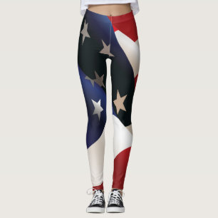 Legging EUA que acenam a bandeira