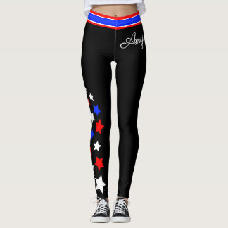 Legging EUA - White e Blue Stars (Seu Nome)