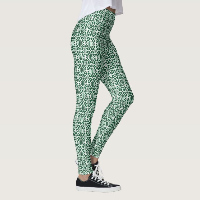 Legging Evergreen Com Padrão De Lace De Crochet Branco (Direita)