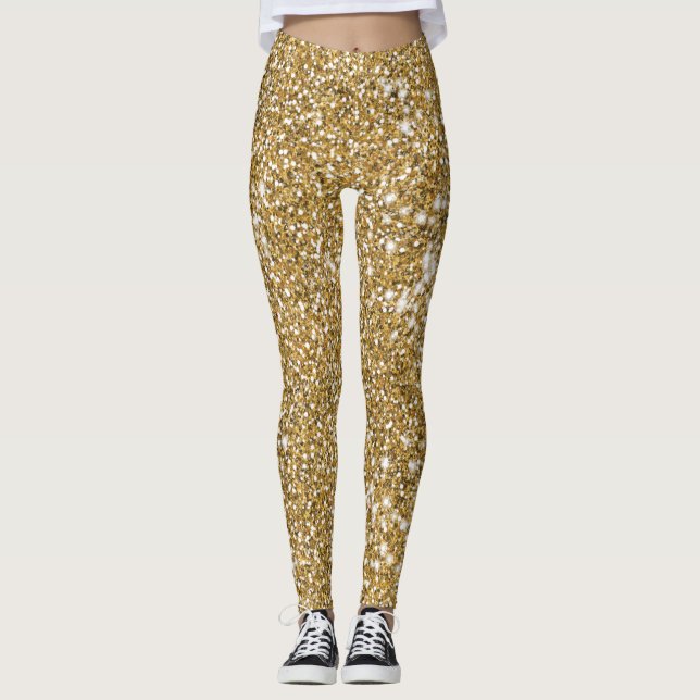 Legging Exame de textura amarela Ouro escura (Frente)