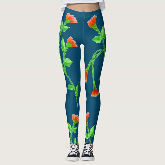 Legging Excelente Com Pernas Flores (Frente)