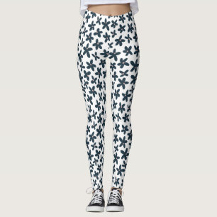 Legging Execução do Fluxo Floral de Daisy Azul