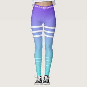 Legging exercício branco roxo azul gradiente na moda
