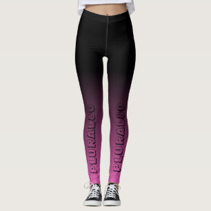 Legging exercício cor-de-rosa preto gradiente de texto na
