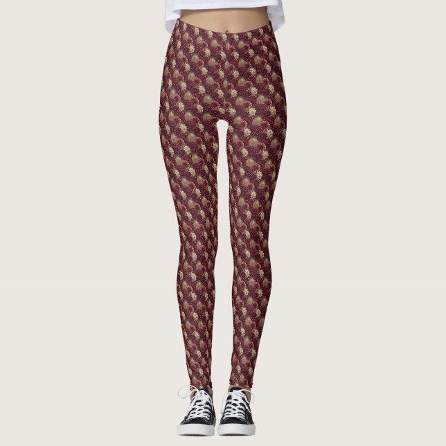 Legging Exercício de Flor de Dahlia  Casamento de Luxo com (Frente)