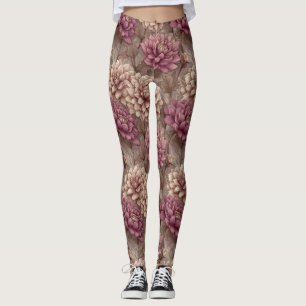 Legging Exercício de Flor de Dahlia Estética de Dahlia