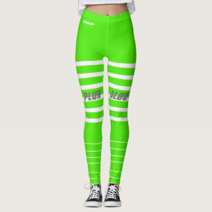 Legging exercício de monograma branco na moda verde