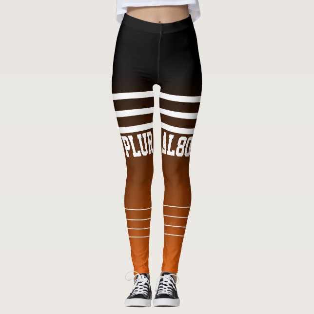 Legging exercício de monogramas laranja preto gradiente na (Frente)