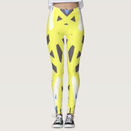 Legging Exercício Geométrico de Gym Branco da Cinza Azul A