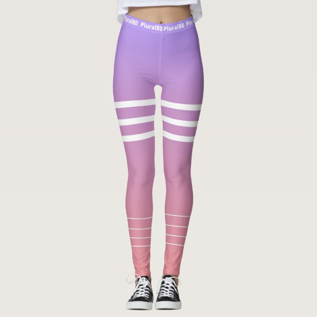Legging exercício púrpura cor-de-rosa gradiente na moda (Frente)
